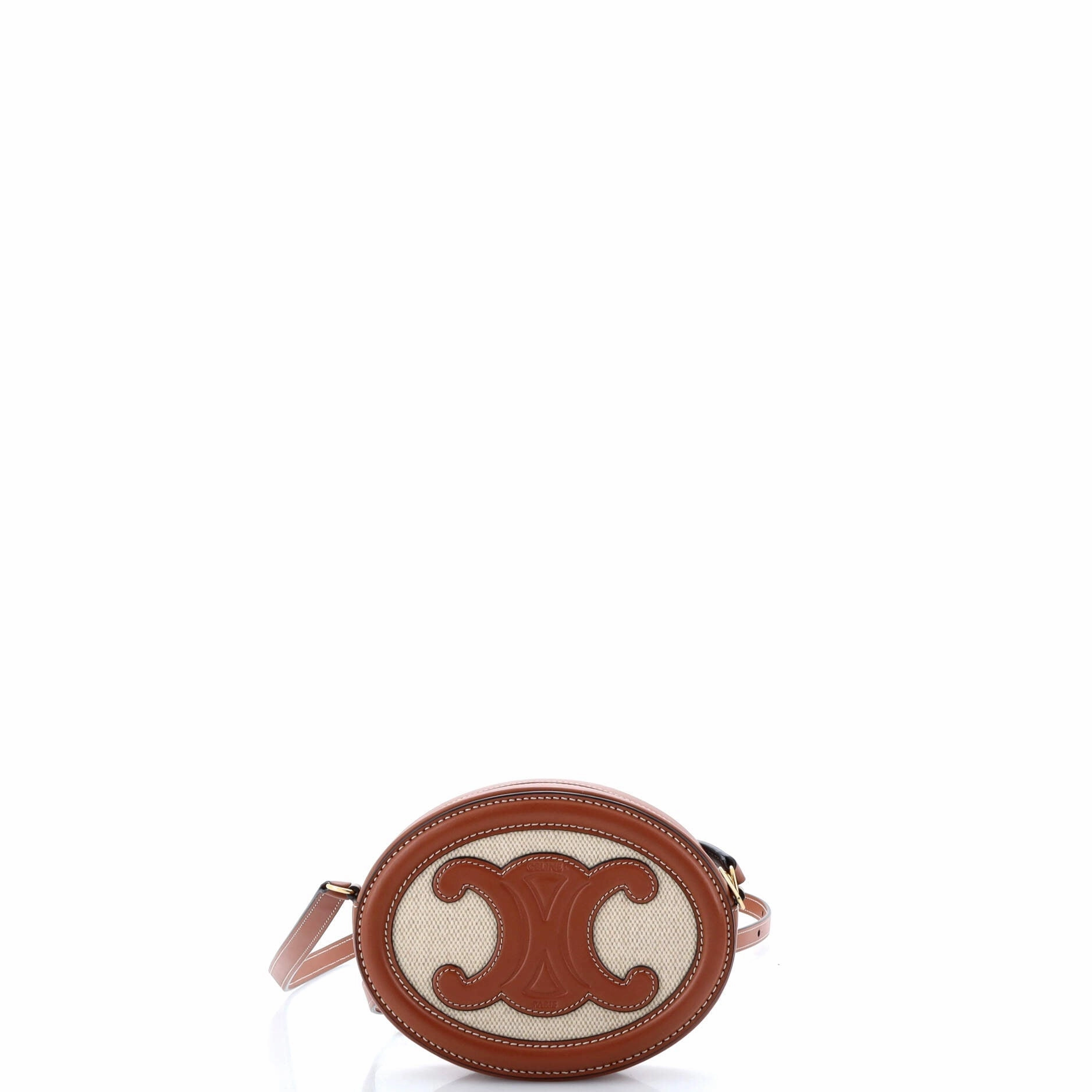 Triomphe Oval Crossbody Bag Canvas and Leather