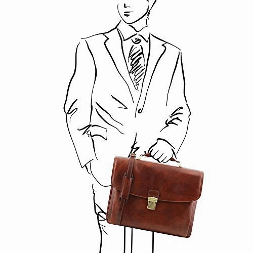 Tuscany Leather Alessandria - Leather Multi Compartment Tl Smart Laptop Briefcase - Tl141448