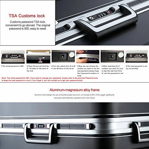 Unitravel Hardside Luggage Rolling Suitcase Lightweight Carry On Trunk with Spinner Wheels