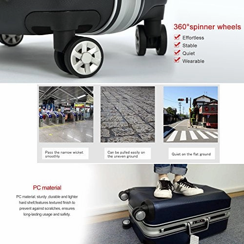Unitravel Hardside Luggage Rolling Suitcase Lightweight Carry On Trunk with Spinner Wheels