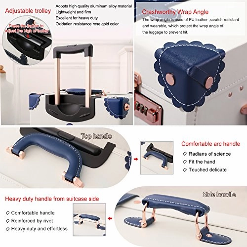 Unitravel Hardside Spinner Luggage Sets Travel Vintage Suitcase Set 3 Pieces