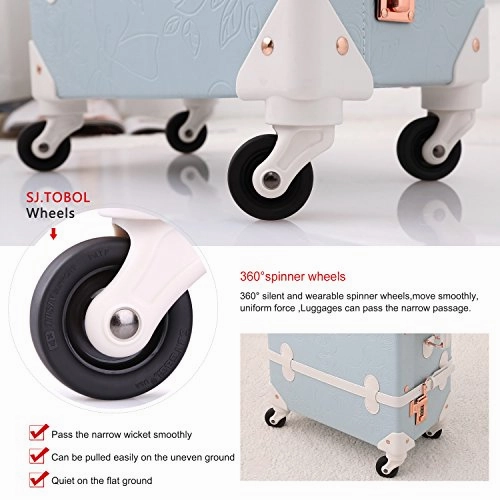 Unitravel Vintage Suitcase Retro PU Trunk Rolling Spinner Lightweight Luggage