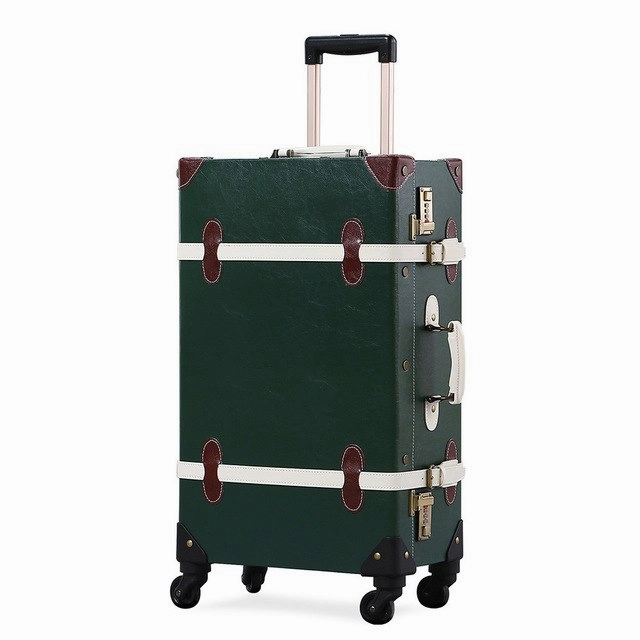 Uniwalker 20''22''24''26'' Pu Leather Vintage Rolling Luggage Trolley Travel Bag Retro Suitcase