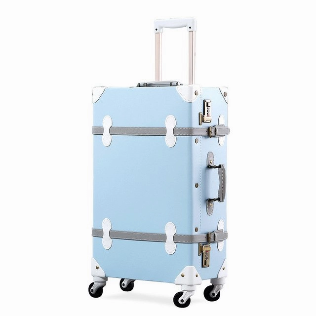 Uniwalker 20''22''24''26'' Pu Leather Vintage Rolling Luggage Trolley Travel Bag Retro Suitcase