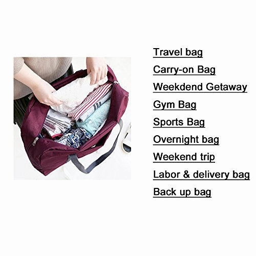 Unova Folding Travel Duffel Bag Packable Light Nylon Water Resistant Tote Weekend Getaway Overnight