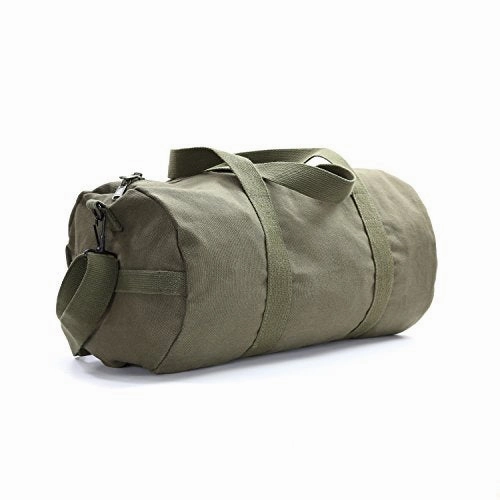 US NAVY Text Army Sport Heavyweight Canvas Duffel Bag in Olive & Black, Medium
