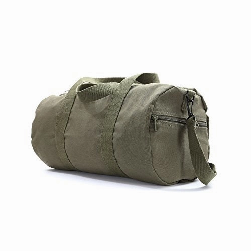 US NAVY Text Army Sport Heavyweight Canvas Duffel Bag in Olive & Black, Medium
