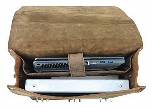Vagabond Traveler 17" Macbook Pro Bag - 18" Full Leather Briefcase Backpack - Lb06.Db