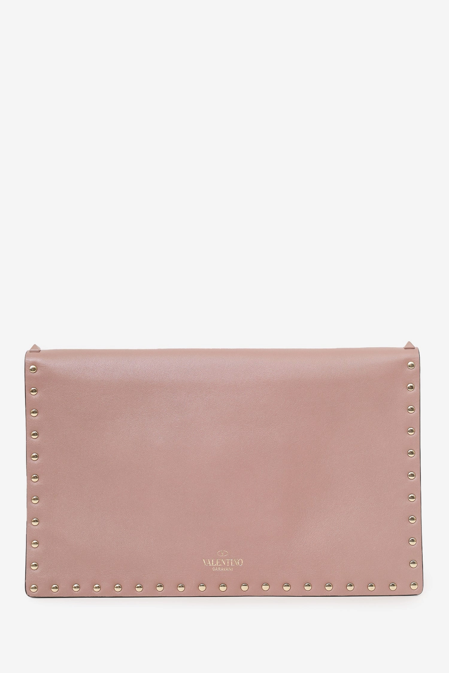Valentino Garavani Nude Rockstud Leather Large Envelope Clutch