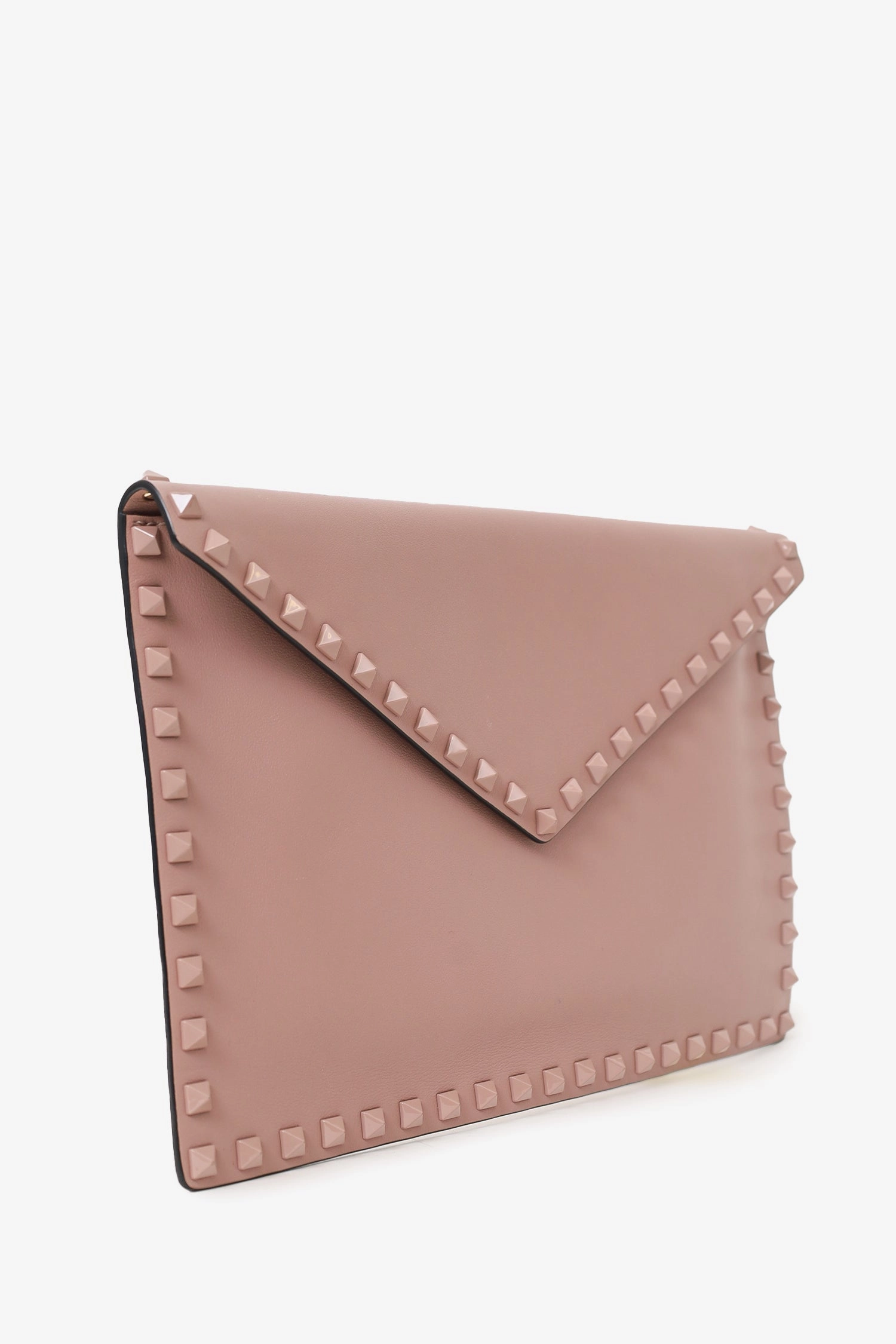 Valentino Garavani Nude Rockstud Leather Large Envelope Clutch