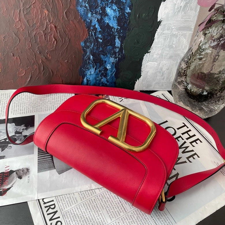 Valentino Garavani VLogo Signature Red Leather Crossbody Bag