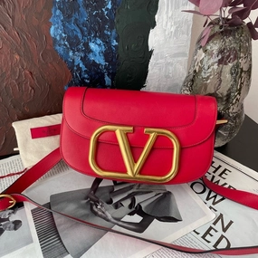 Valentino Garavani VLogo Signature Red Leather Crossbody Bag