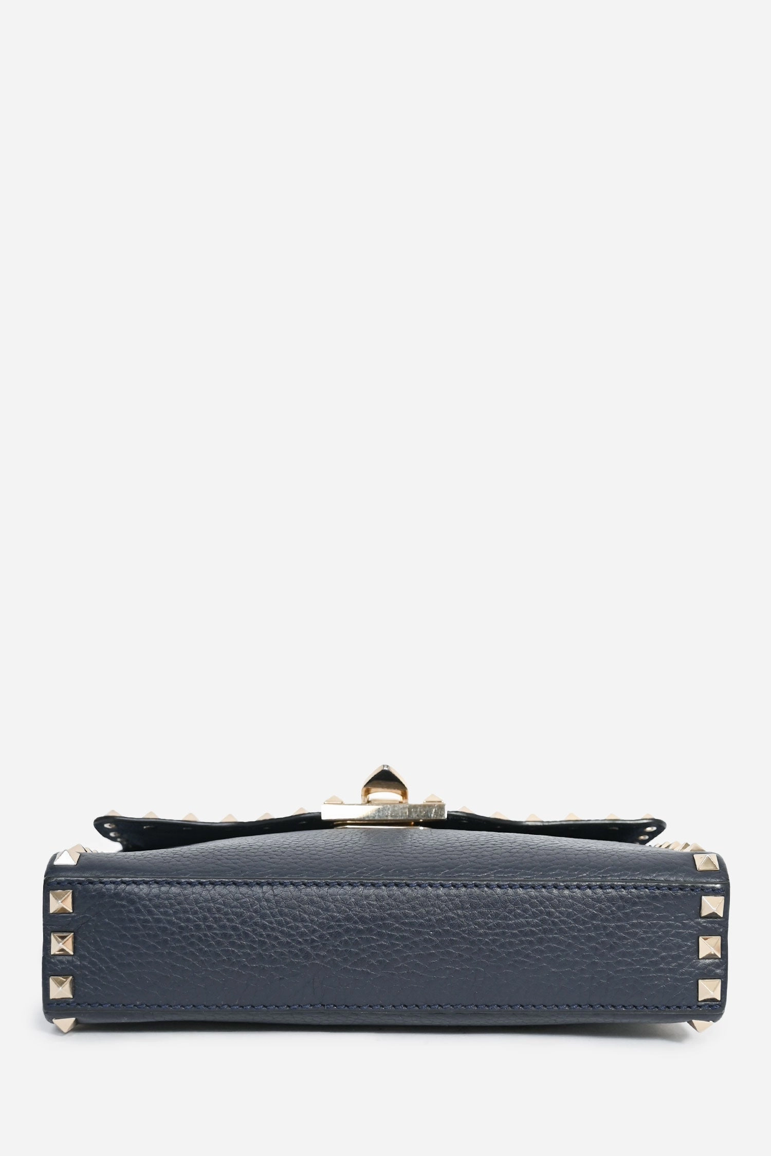 Valentino Navy Grained Leather Rockstud Flap Crossbody