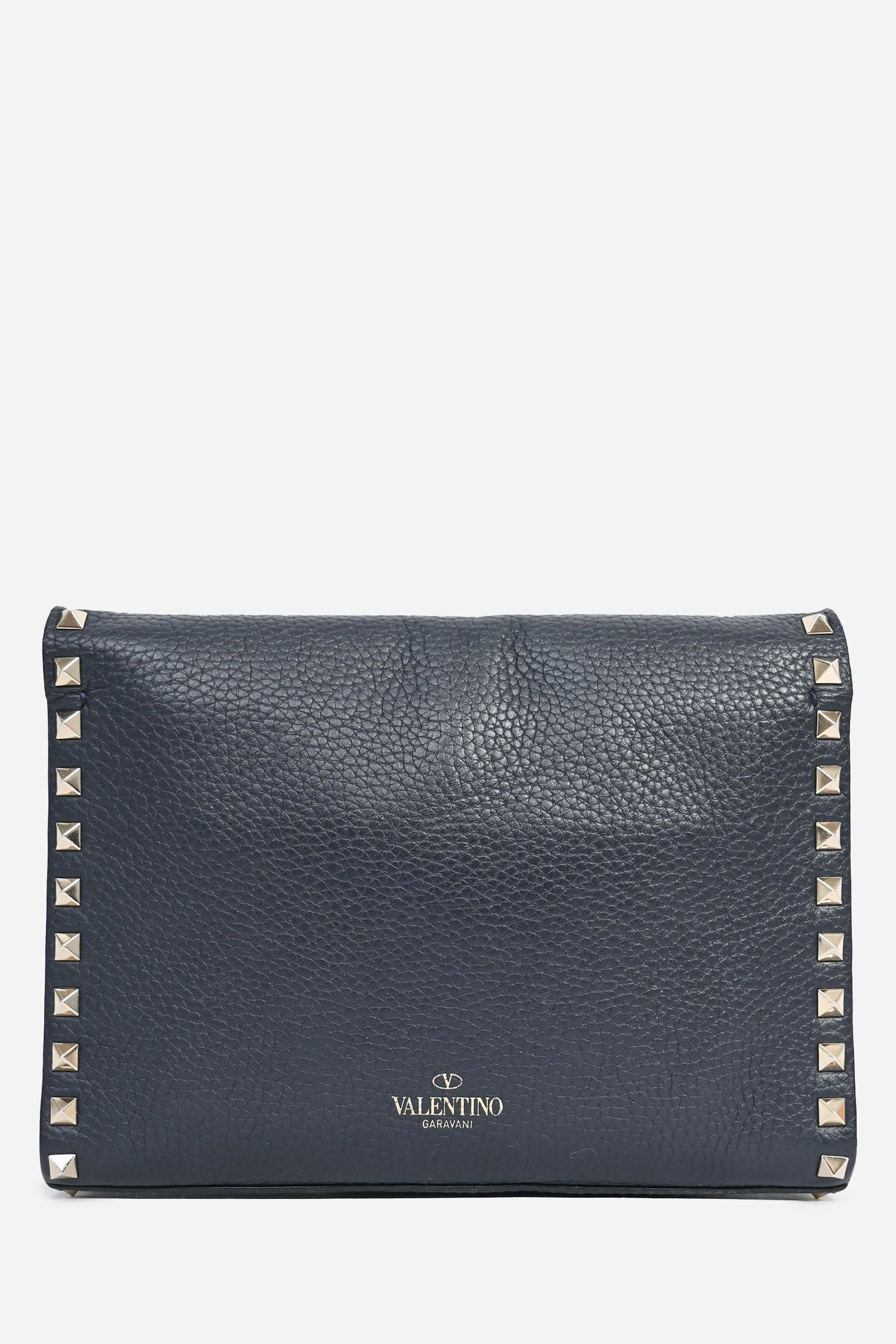 Valentino Navy Grained Leather Rockstud Flap Crossbody
