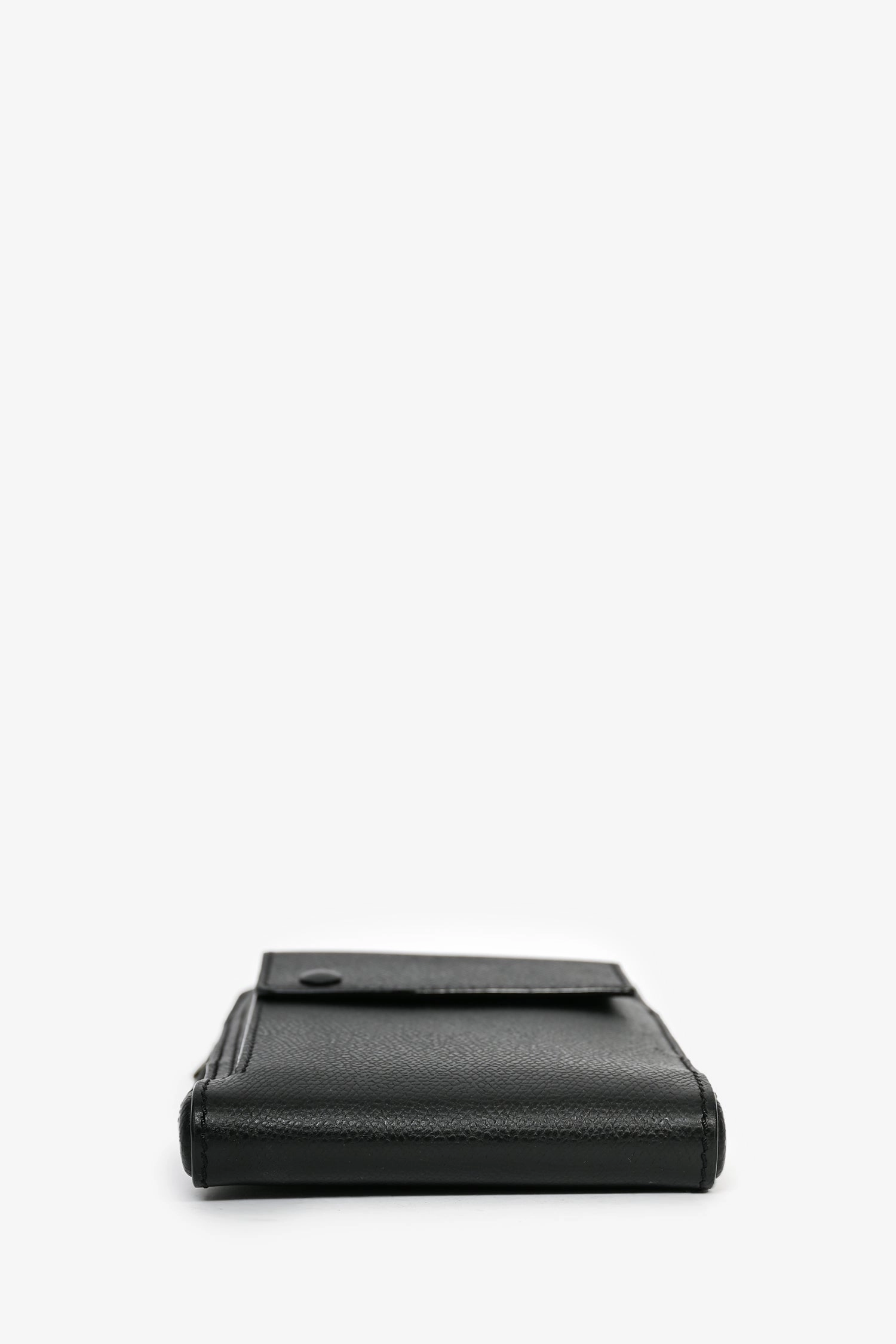 Valextra Black Leather Crossbody Phone Case