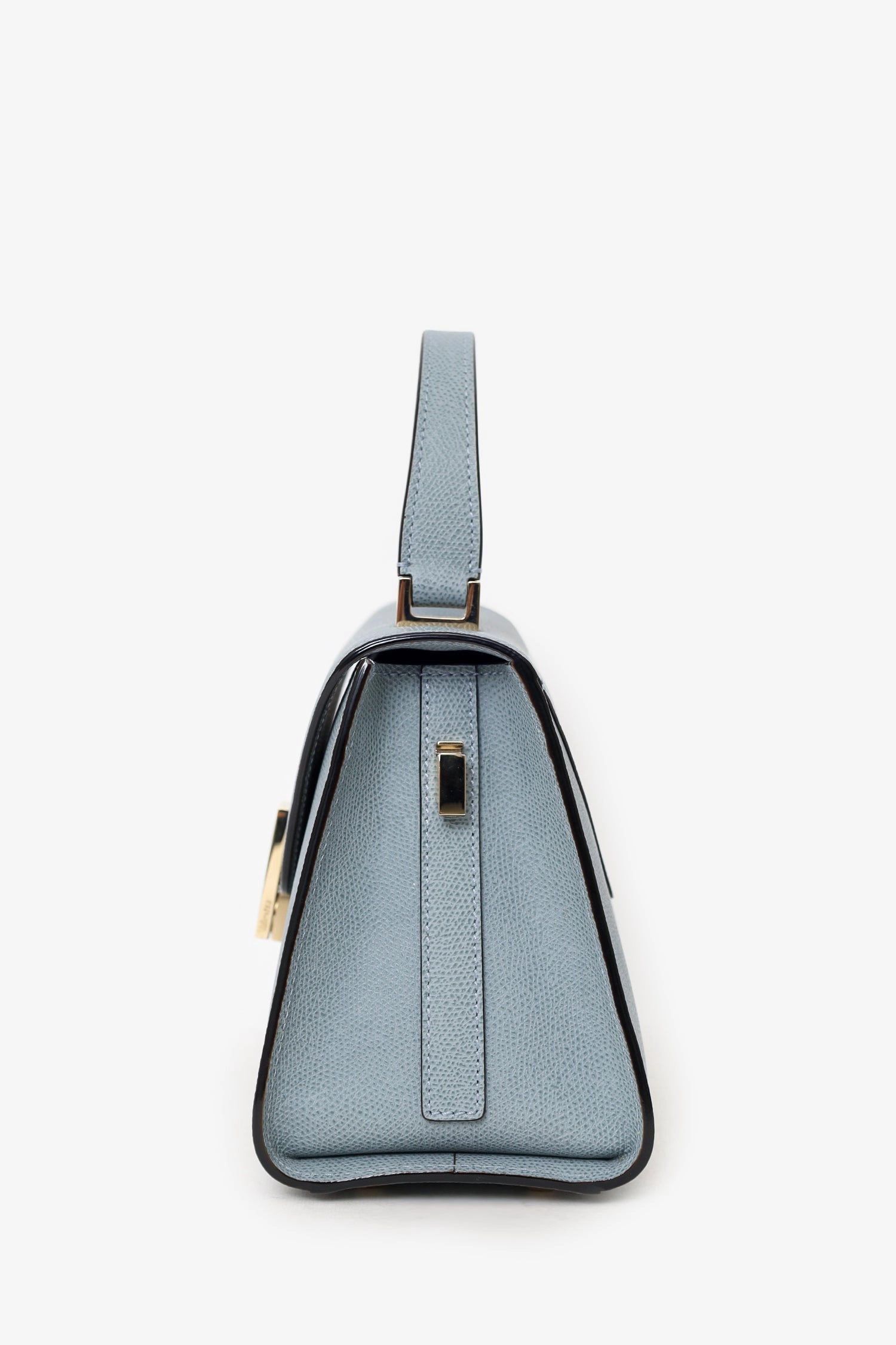 Valextra Light Blue Leather Mini Iside Top Handle Bag with Strap