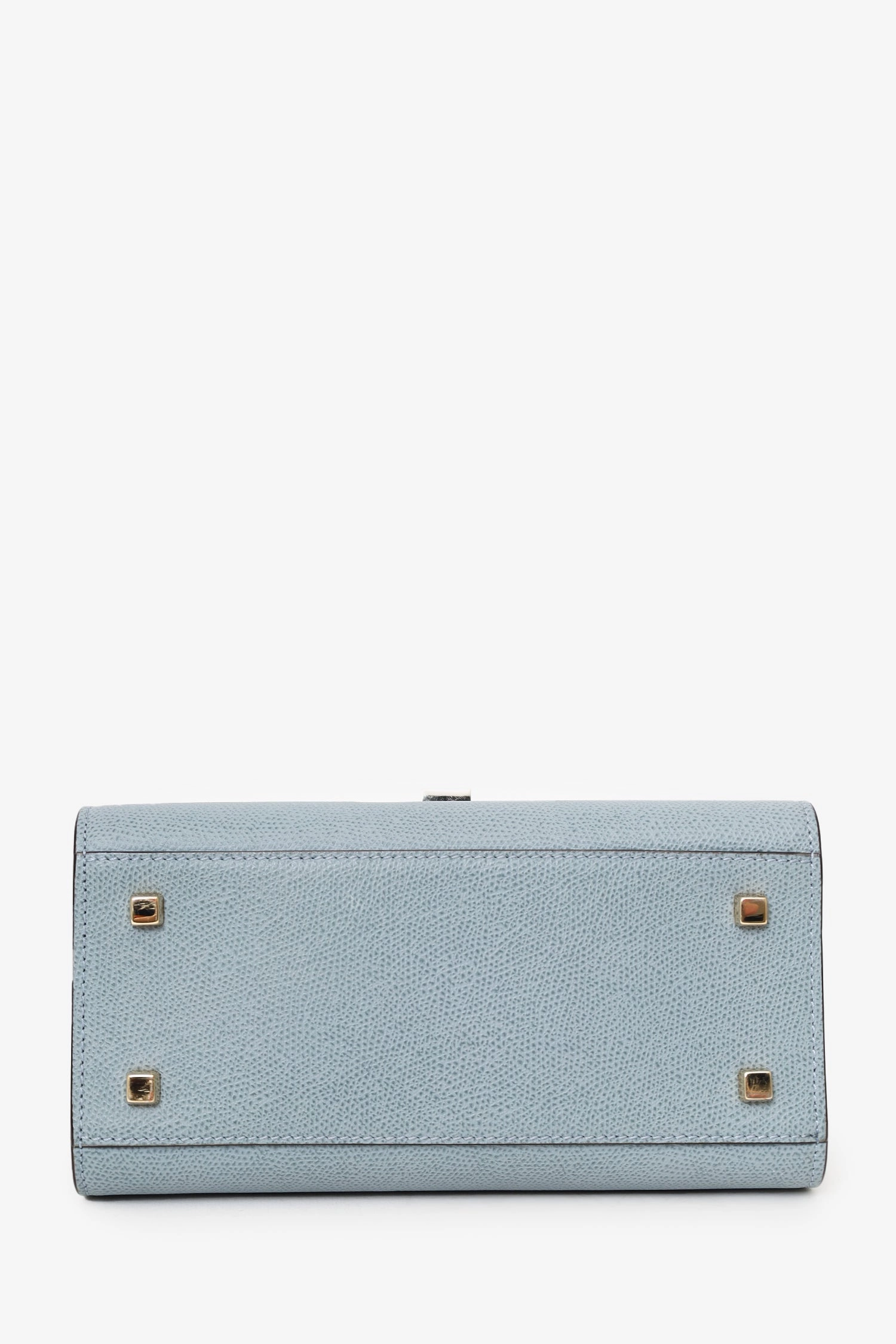 Valextra Light Blue Leather Mini Iside Top Handle Bag with Strap