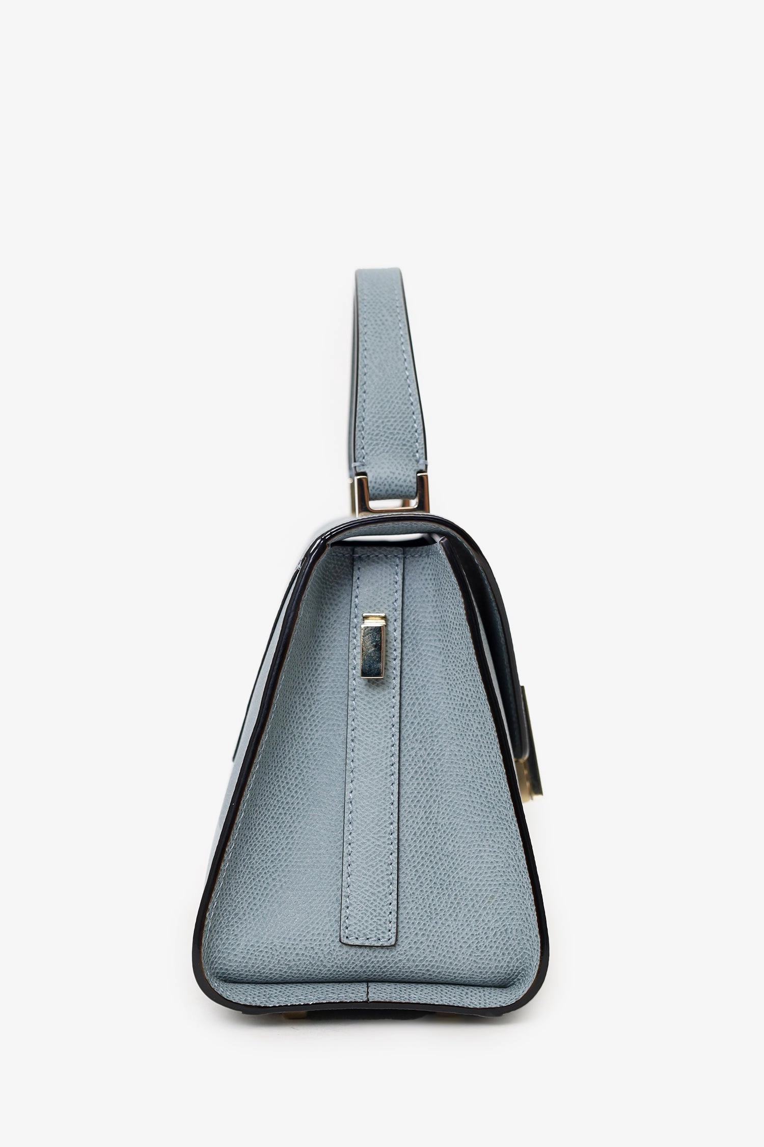 Valextra Light Blue Leather Mini Iside Top Handle Bag with Strap