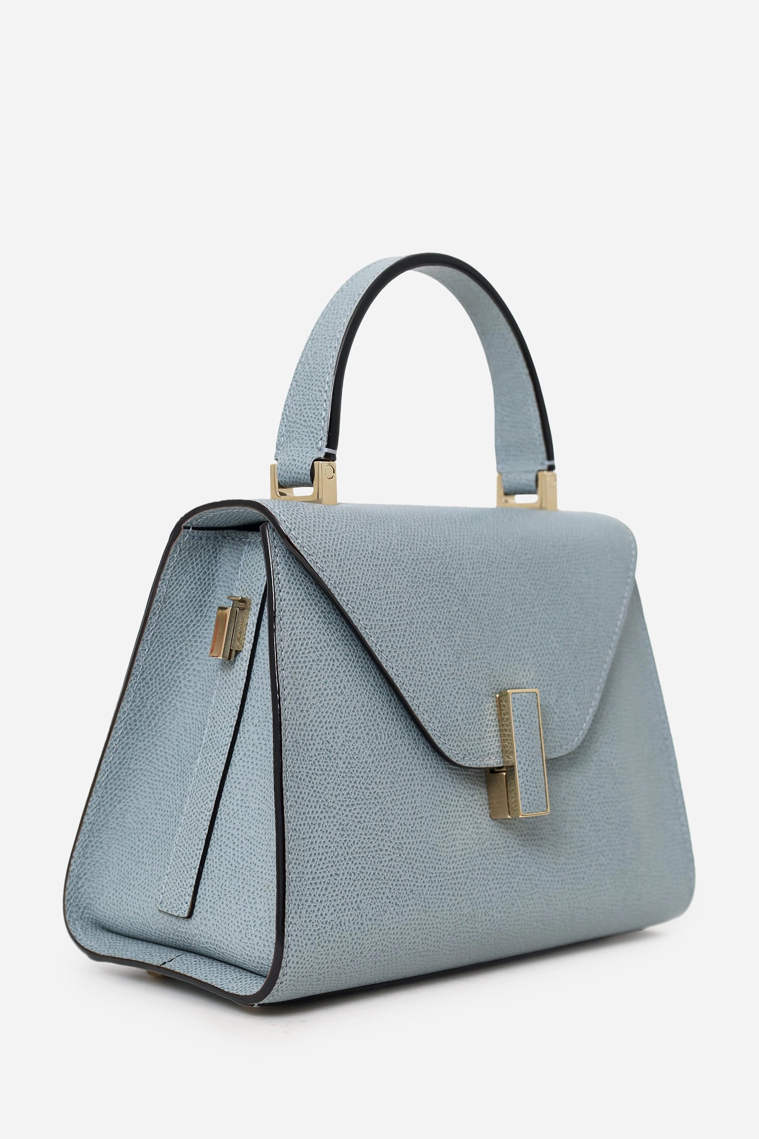 Valextra Light Blue Leather Mini Iside Top Handle Bag with Strap