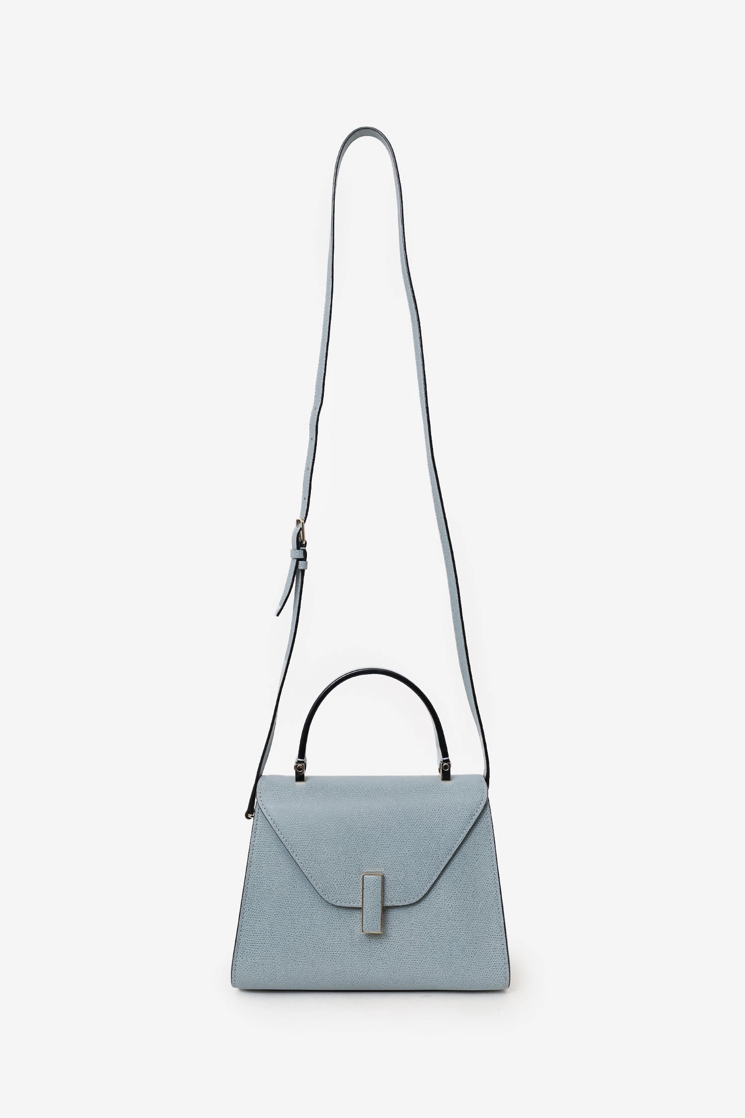 Valextra Light Blue Leather Mini Iside Top Handle Bag with Strap