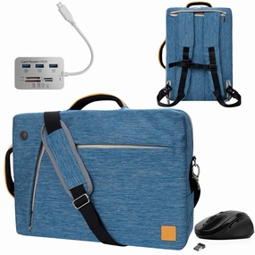 VanGoddy Slate Blue Convertible Laptop Bag with Mouse and USB Hub for Apple iPad Pro, iPad 9.7" to 12.9-inch