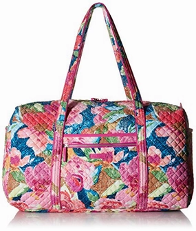 Vera Bradley Iconic Large Travel Duffel, Signature Cotton, Super bloom, One Size