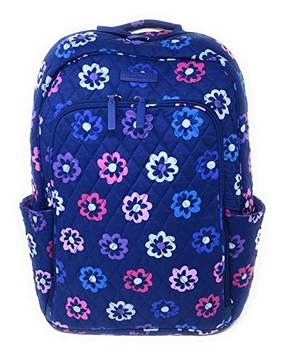 Vera Bradley Laptop Backpack (Updated Version) with Solid Color Interiors (Ellie Flowers with Purple Interiors)