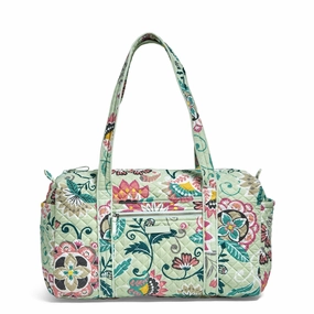 Vera Bradley Signature Cotton Small Duffel, Mint Flowers
