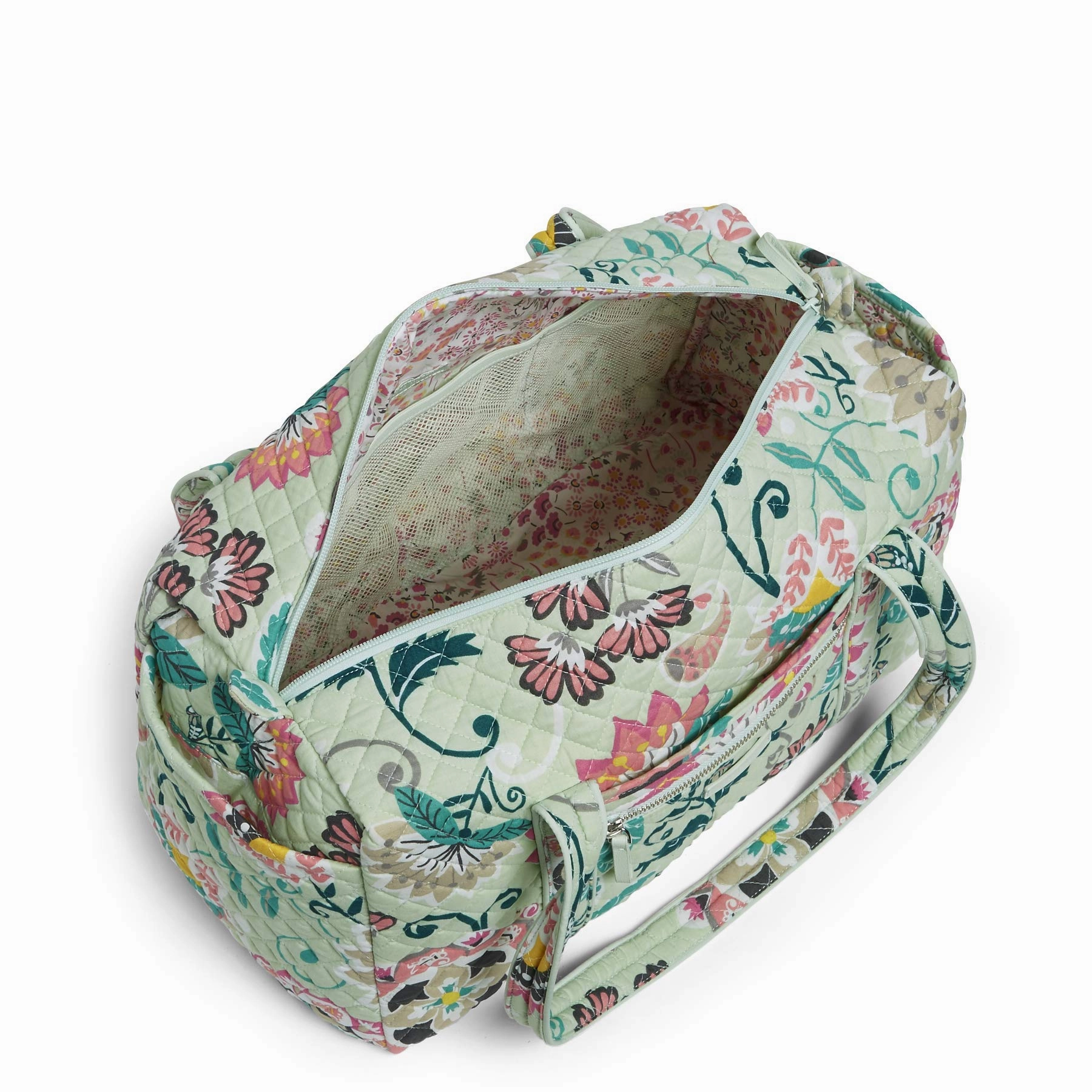 Vera Bradley Signature Cotton Small Duffel, Mint Flowers