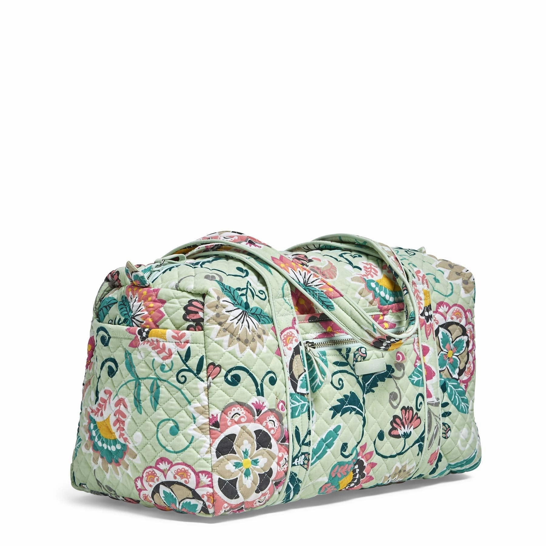 Vera Bradley Signature Cotton Small Duffel, Mint Flowers