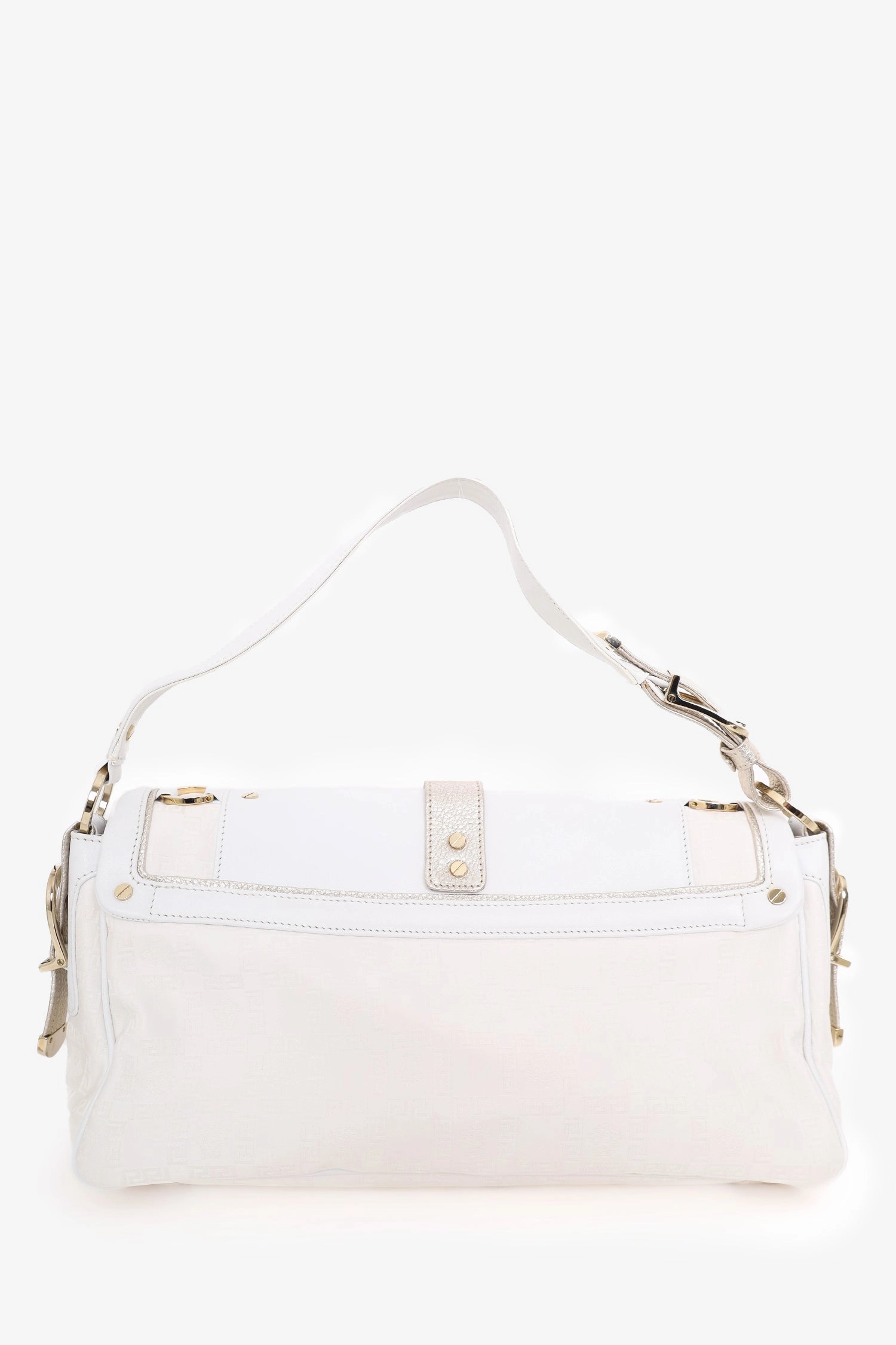 Versace White Leather/Canva Grace Medusa Print Shoulder Bag