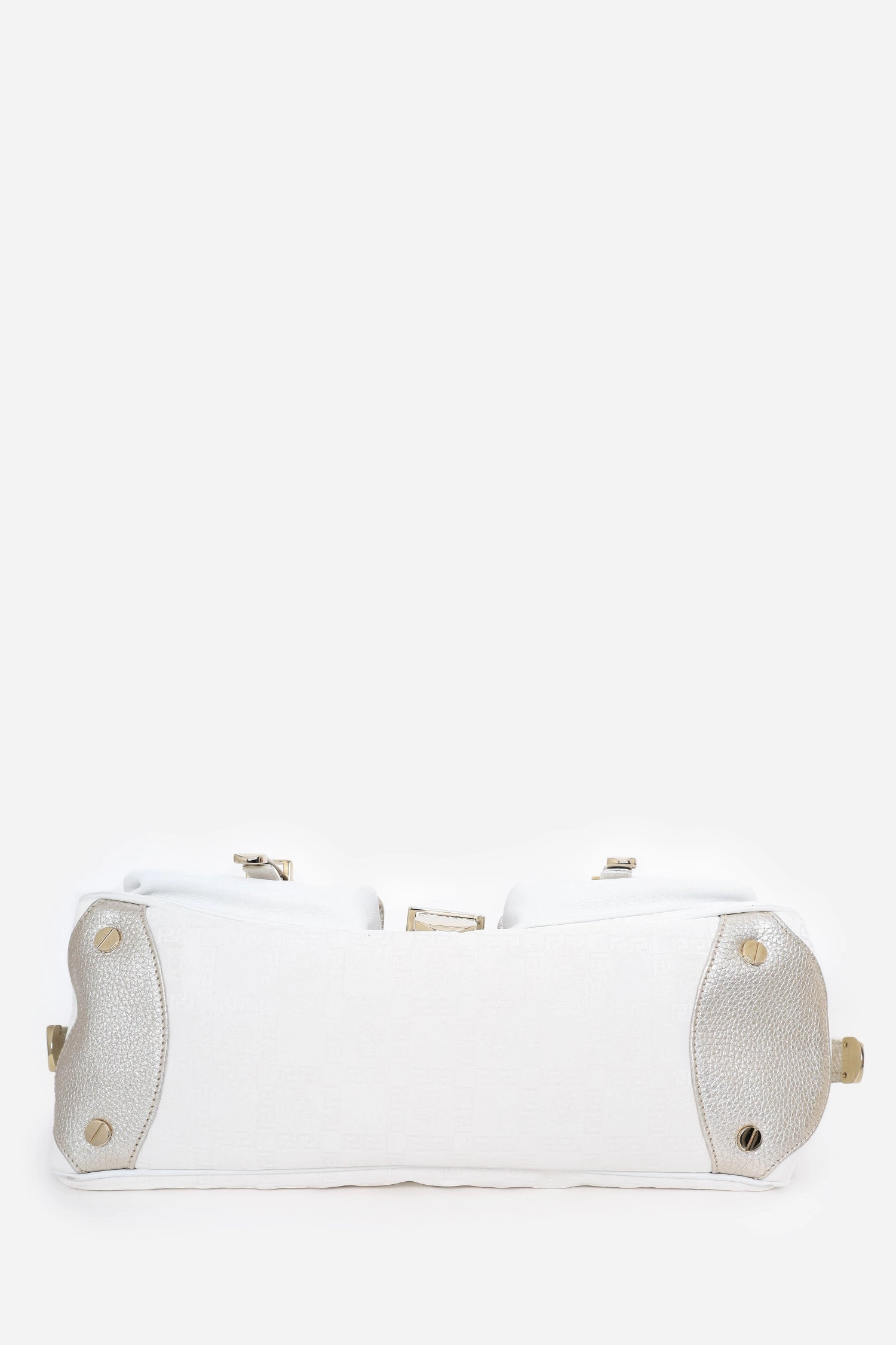Versace White Leather/Canva Grace Medusa Print Shoulder Bag