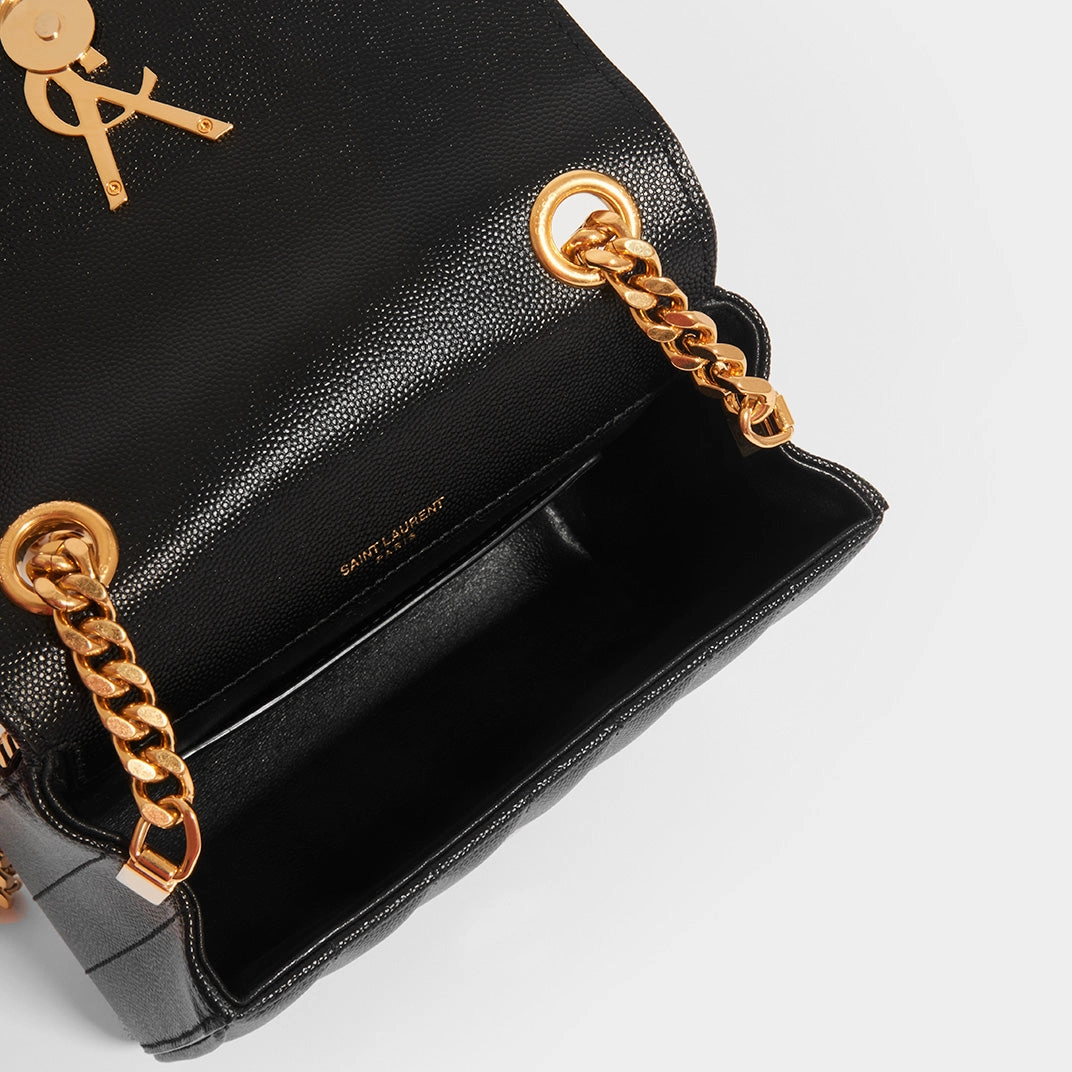 Vicky Grained Leather Crossbody in Black