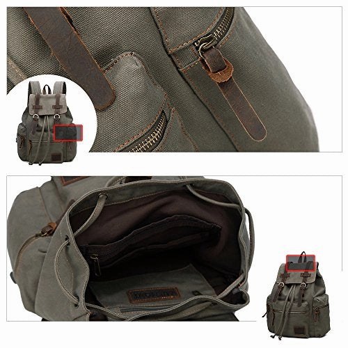 Vintage Canvas Backpack Outdoor Hiking Travel Rucksack 19L Army Green #220
