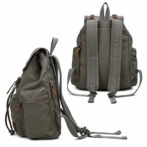 Vintage Canvas Backpack Outdoor Hiking Travel Rucksack 19L Army Green #220