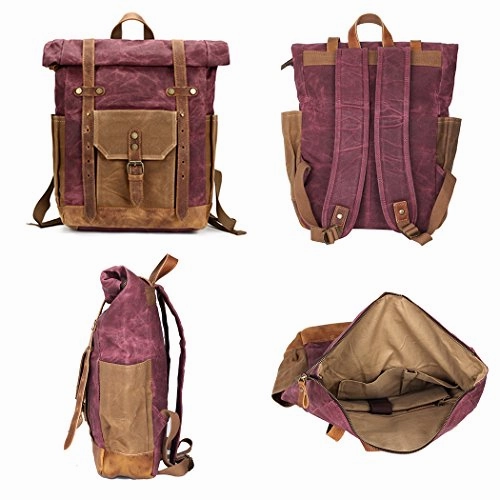 Vintage Canvas Rucksack Commuter Backpack Waxed Canvas & Leather Laptop Backpack Work-to-weekend
