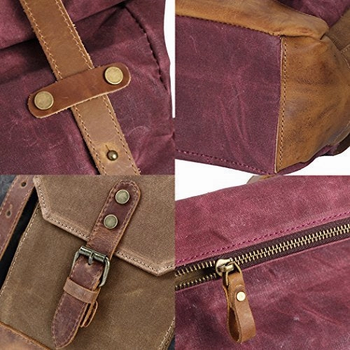 Vintage Canvas Rucksack Commuter Backpack Waxed Canvas & Leather Laptop Backpack Work-to-weekend