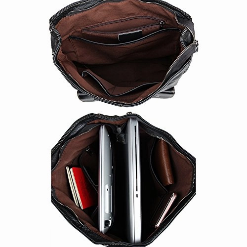 Vintage Real Leather Laptop Backpack Travel Rucksack Bookbag For Men Women Black