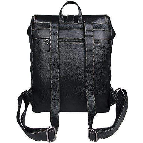 Vintage Real Leather Laptop Backpack Travel Rucksack Bookbag For Men Women Black
