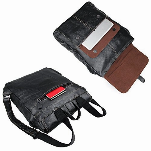 Vintage Real Leather Laptop Backpack Travel Rucksack Bookbag For Men Women Black