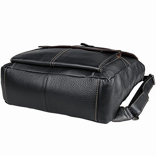 Vintage Real Leather Laptop Backpack Travel Rucksack Bookbag For Men Women Black