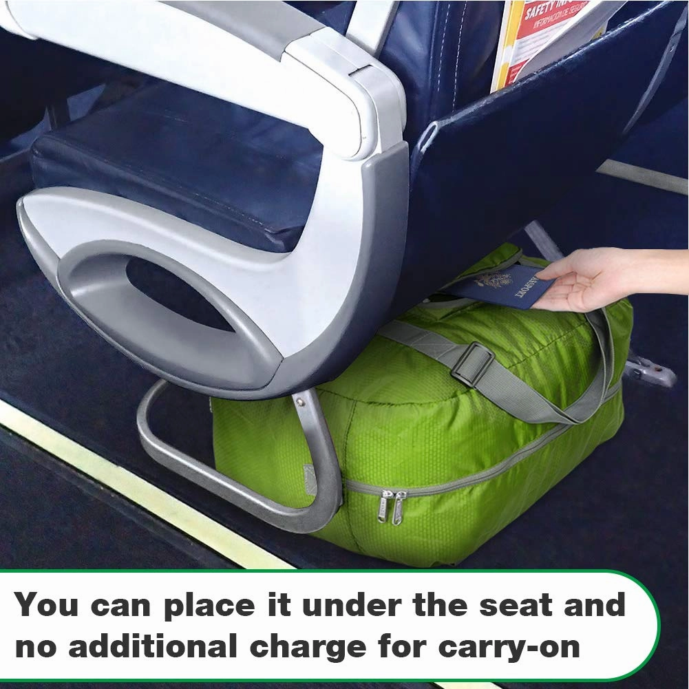 Wandf Foldable Travel Duffel Bag Luggage Sports Gym, Green