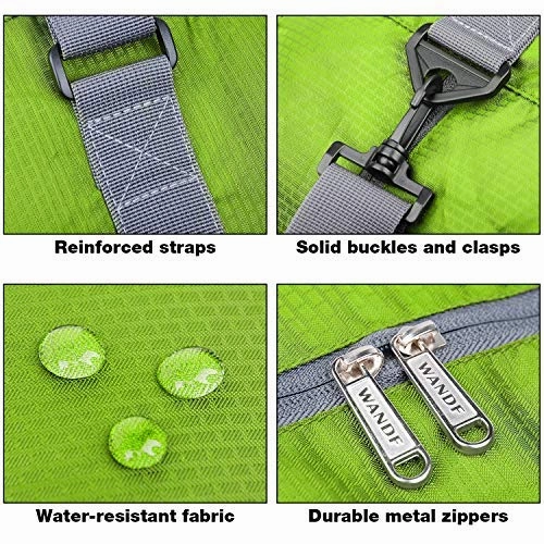 Wandf Foldable Travel Duffel Bag Luggage Sports Gym, Green