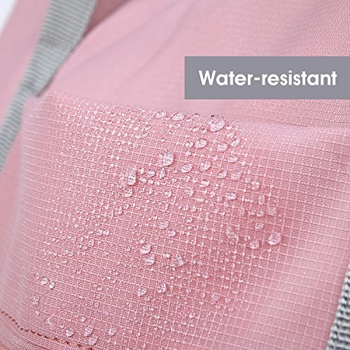 WANDF Foldable Travel Duffel Bag Luggage Sports Gym Water Resistant Nylon (Coral Pink)