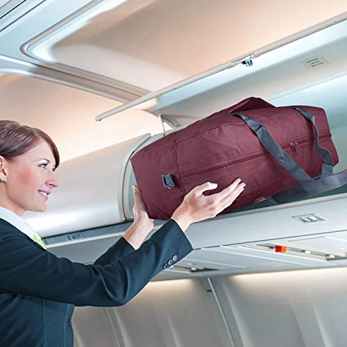 Wandf Foldable Travel Duffel Bag Luggage Sports Gym Water Resistant Nylon (Wine Red 2019)