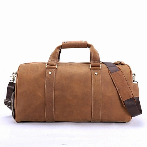 Westal Crazy Horse Leather Duffle Bags Vintage Weekend Bag Carry On Luggage Men Computer Laptop