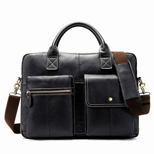 Westal Men'S Briefcases For Lawyer Genuine Leather Messenger Bag Men Leather Laptop 14 Computer