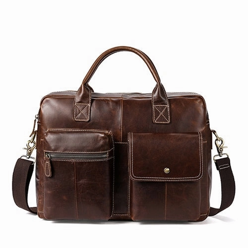 Westal Men'S Briefcases For Lawyer Genuine Leather Messenger Bag Men Leather Laptop 14 Computer