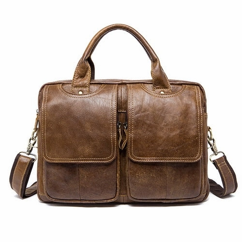 Westal Messenger Bag Men'S Shoulder Bag Genuine Leather Male Bags Men'S Briefcase Laptop 14''