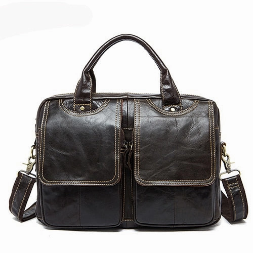 Westal Messenger Bag Men'S Shoulder Bag Genuine Leather Male Bags Men'S Briefcase Laptop 14''